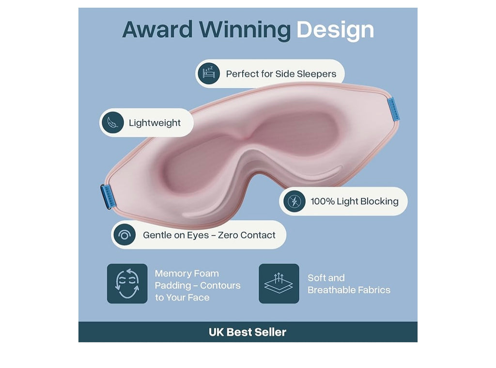 3D Ergonomic Sleep Mask – 100% Light Blocking, Zero Eye Pressure – Perfect for Side Sleepers and Migraines